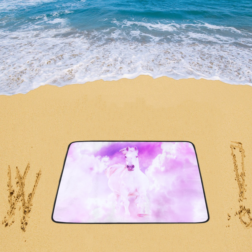 Romantic Pink Horse In The Sky Beach Mat 78"x 60"