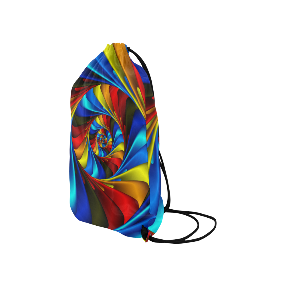 Psychedelic Rainbow Spiral Small Drawstring Bag Model 1604 (Twin Sides) 11"(W) * 17.7"(H)