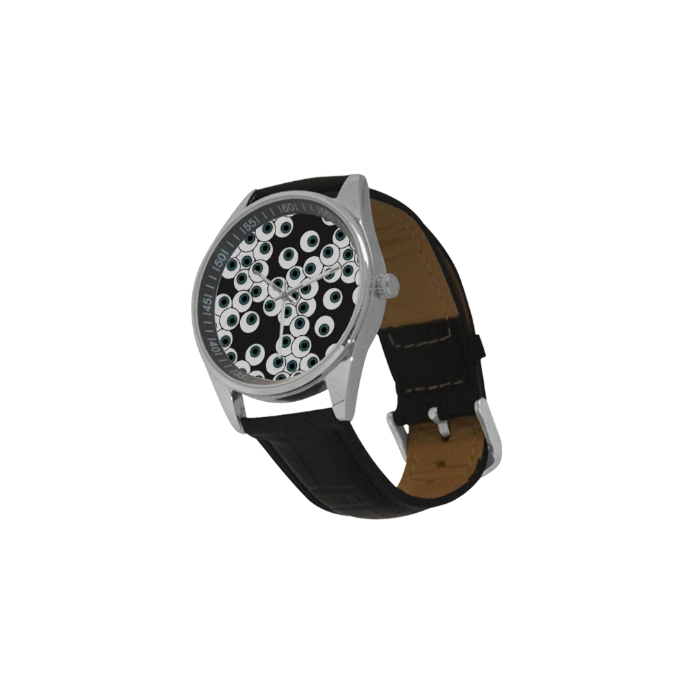 Eyeballs - Eyeing You Up! Men's Casual Leather Strap Watch(Model 211)