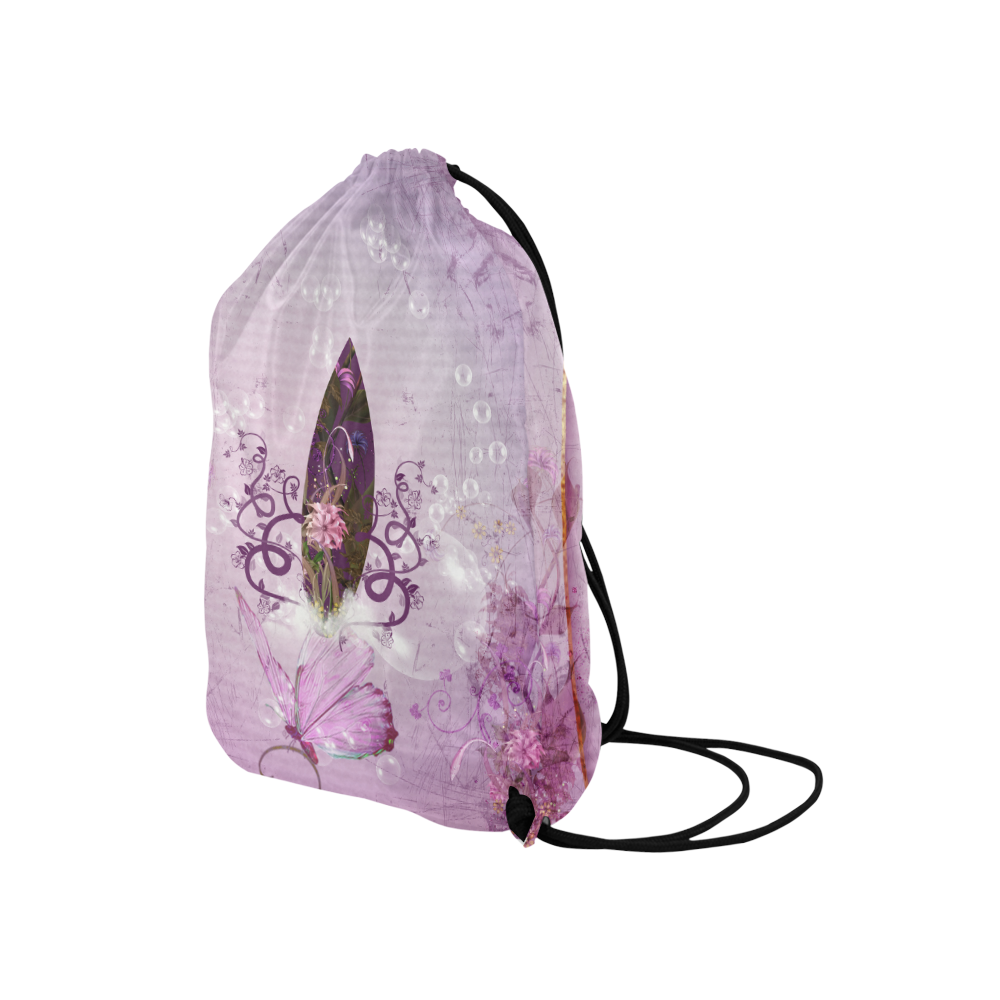 Sport, surfing in purple colors Medium Drawstring Bag Model 1604 (Twin Sides) 13.8"(W) * 18.1"(H)