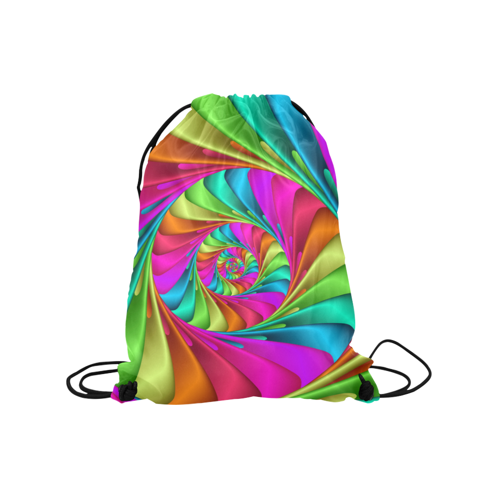 Psychedelic Rainbow Spiral Medium Drawstring Bag Model 1604 (Twin Sides) 13.8"(W) * 18.1"(H)