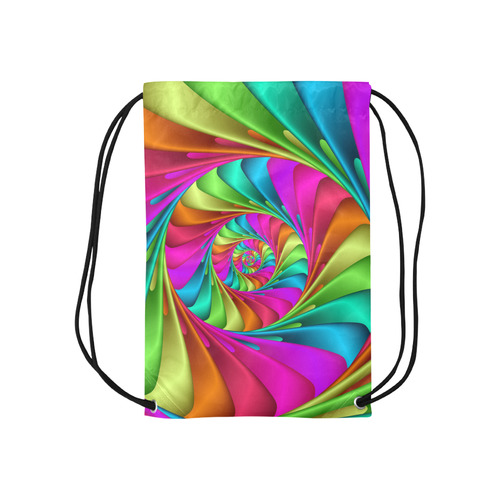 Psychedelic Rainbow Spiral Small Drawstring Bag Model 1604 (Twin Sides) 11"(W) * 17.7"(H)