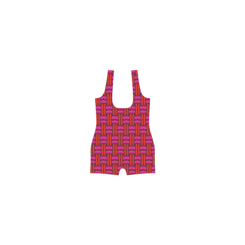 Red Pink Basket Weave Classic One Piece Swimwear (Model S03)