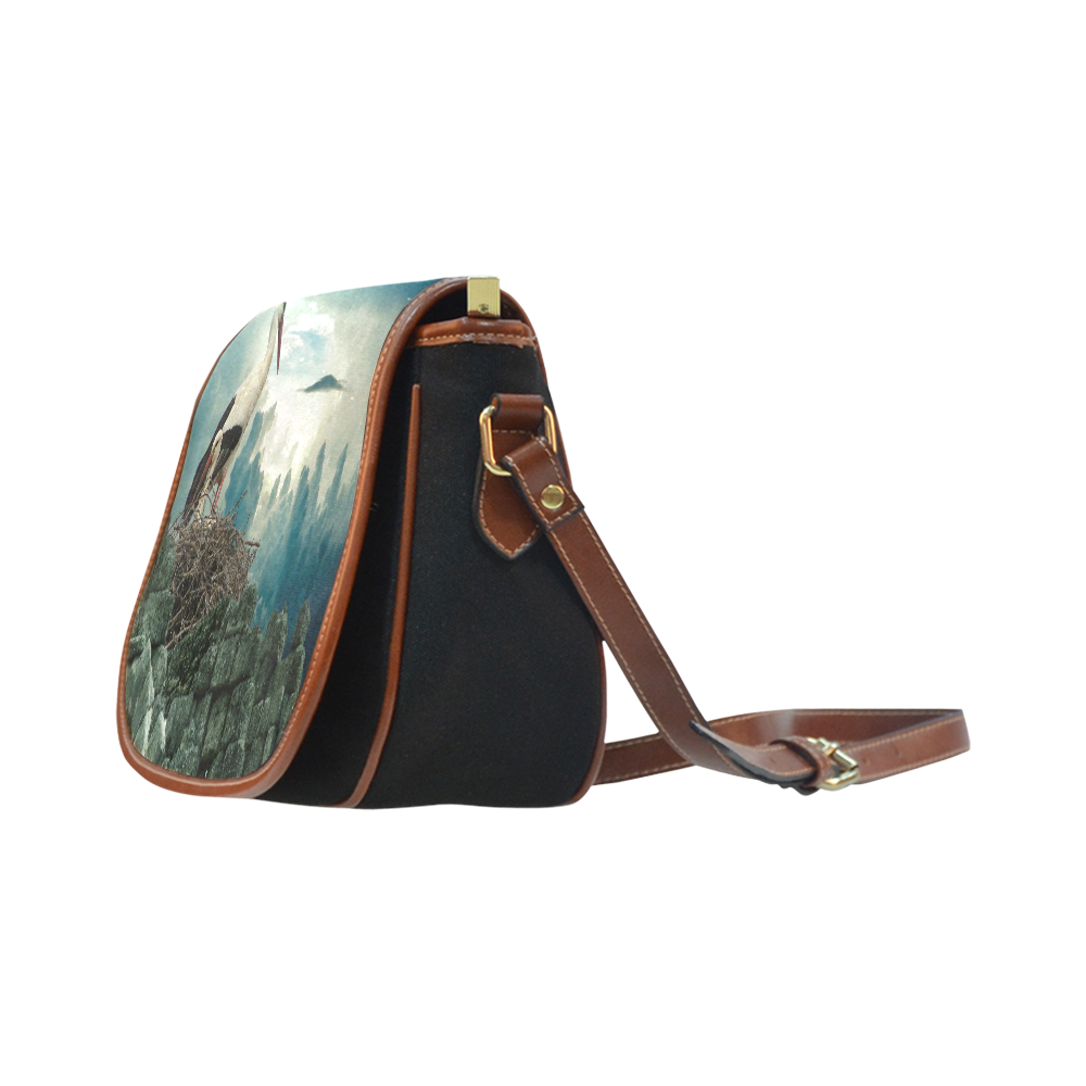 Stork And Baby Saddle Bag/Small (Model 1649)(Flap Customization)