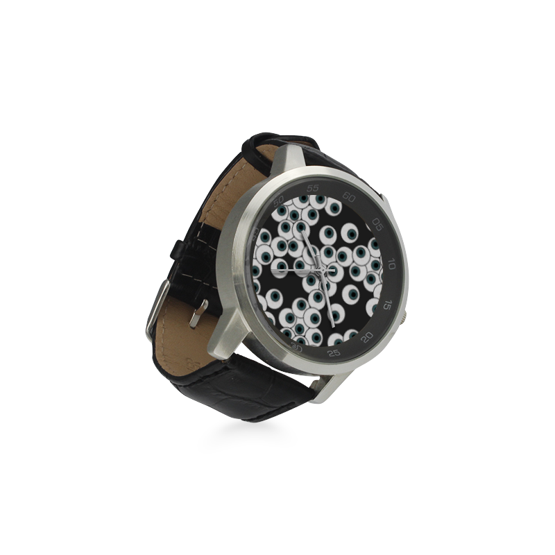 Eyeballs - Eyeing You Up! Unisex Stainless Steel Leather Strap Watch(Model 202)