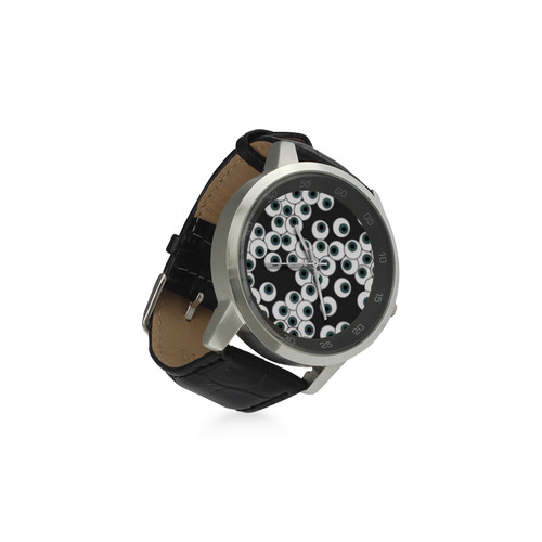 Eyeballs - Eyeing You Up! Unisex Stainless Steel Leather Strap Watch(Model 202)