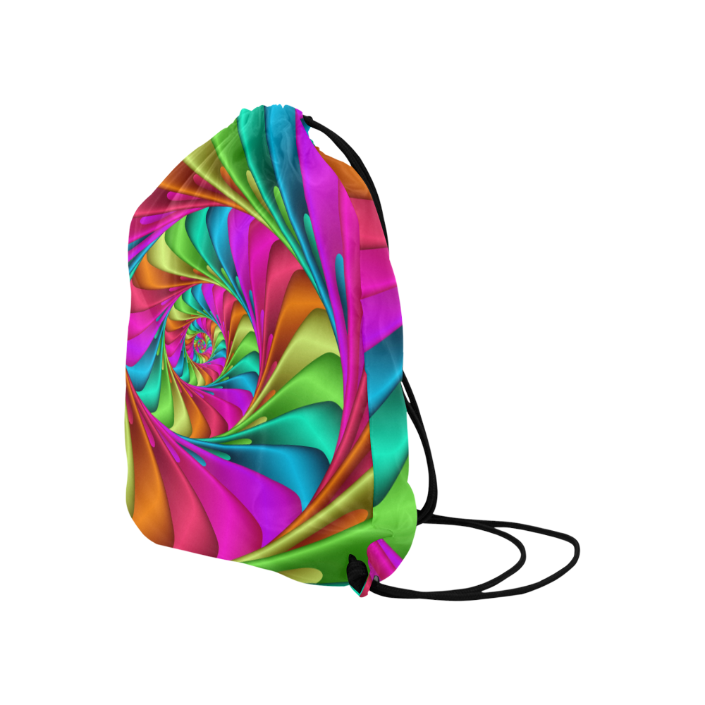 Psychedelic Rainbow Spiral Large Drawstring Bag Model 1604 (Twin Sides)  16.5"(W) * 19.3"(H)