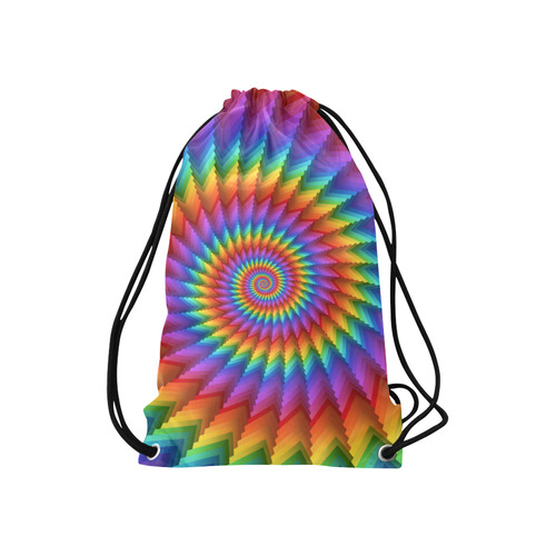 Psychedelic Rainbow Spiral Small Drawstring Bag Model 1604 (Twin Sides) 11"(W) * 17.7"(H)