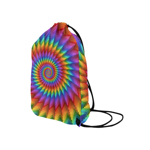 Psychedelic Rainbow Spiral Medium Drawstring Bag Model 1604 (Twin Sides) 13.8"(W) * 18.1"(H)