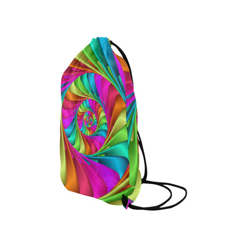 Psychedelic Rainbow Spiral Small Drawstring Bag Model 1604 (Twin Sides) 11"(W) * 17.7"(H)