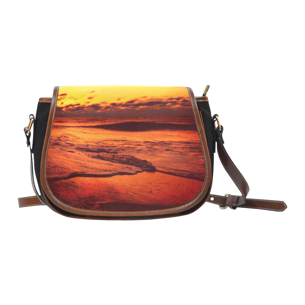 Stunning sunset on the beach 2 Saddle Bag/Small (Model 1649)(Flap Customization)