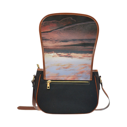 Stunning sunset on the beach 1 Saddle Bag/Small (Model 1649)(Flap Customization)