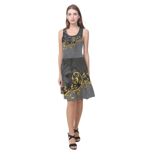 Vintage design in grey and gold Atalanta Casual Sundress(Model D04)