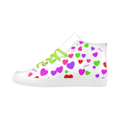 Love And Hearts Aquila High Top Microfiber Leather Women's Shoes (Model 032)