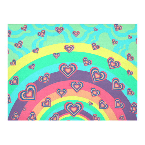 Loving the Rainbow Cotton Linen Tablecloth 52"x 70"