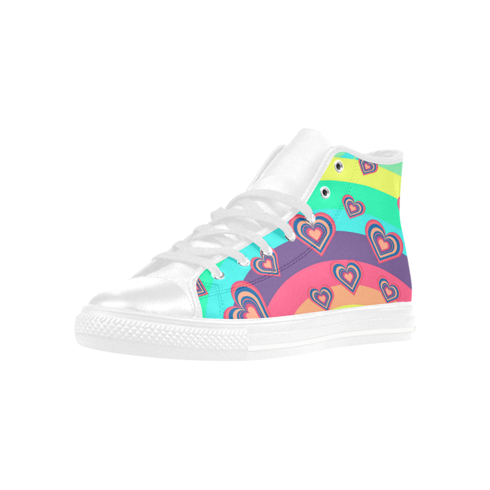 Loving the Rainbow Aquila High Top Microfiber Leather Women's Shoes/Large Size (Model 032)