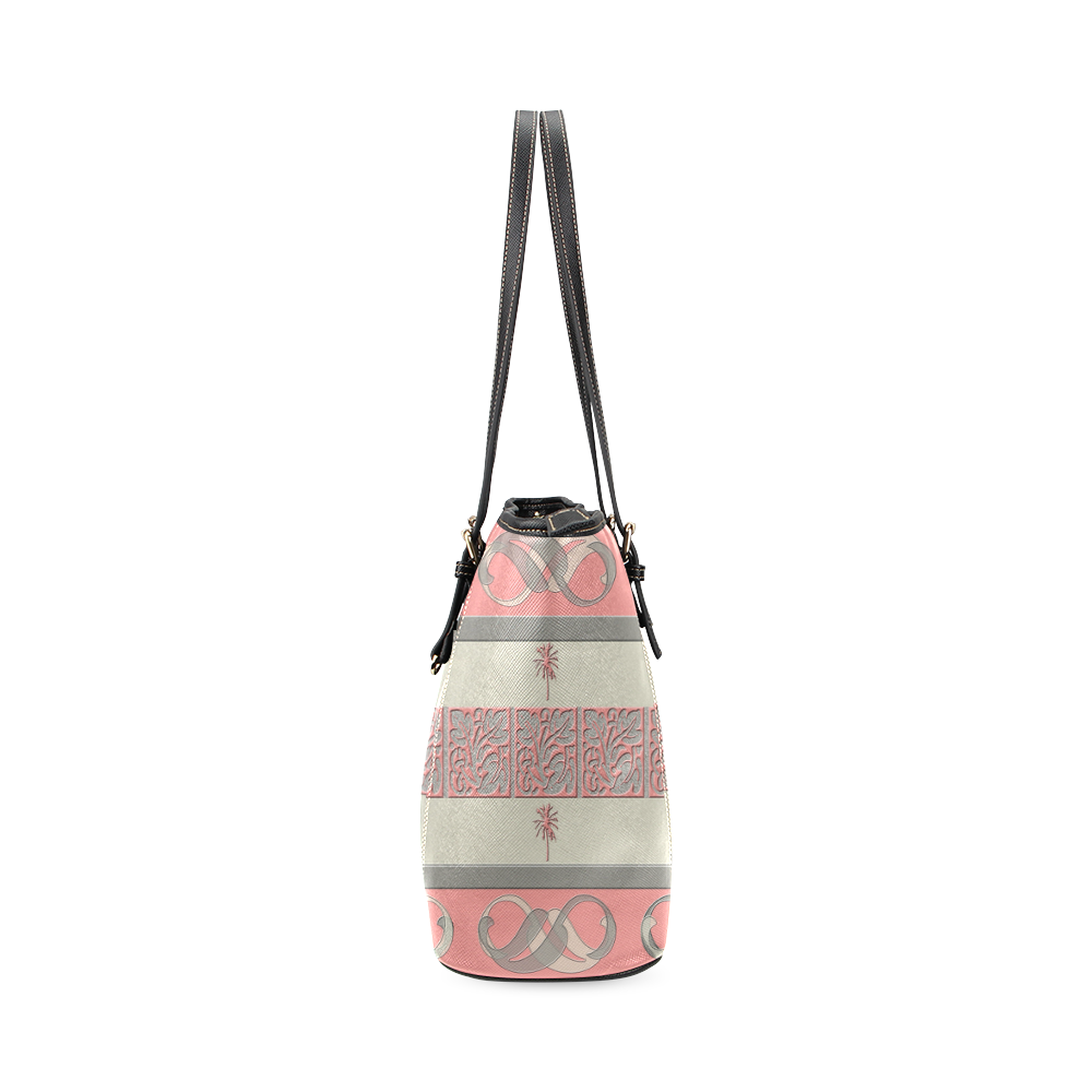 Cheery Coral Pink Leather Tote Bag/Small (Model 1640)