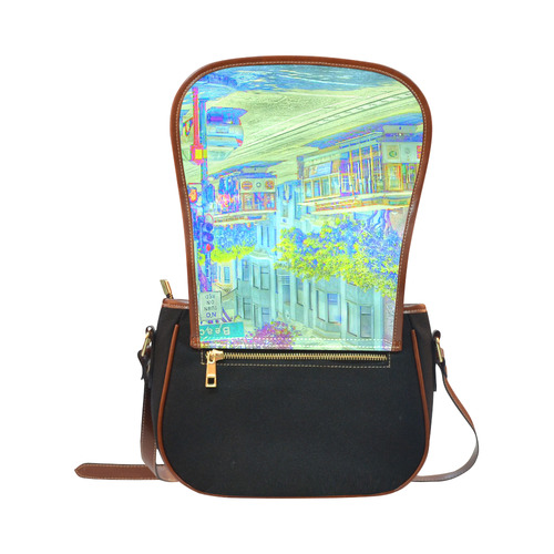 San Francisco neon green Saddle Bag/Small (Model 1649)(Flap Customization)