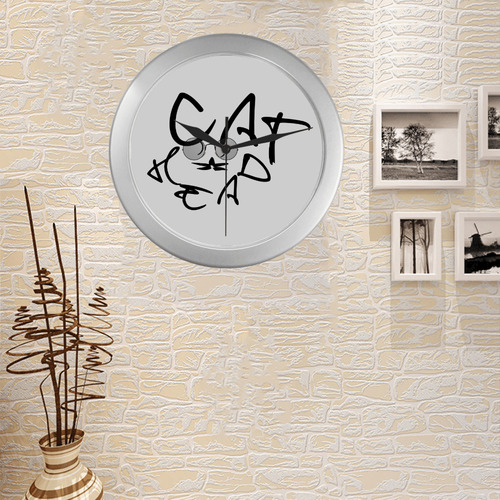 Cat Head Silver Color Wall Clock