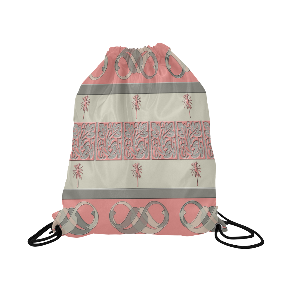 Cheery Coral Pink Large Drawstring Bag Model 1604 (Twin Sides)  16.5"(W) * 19.3"(H)