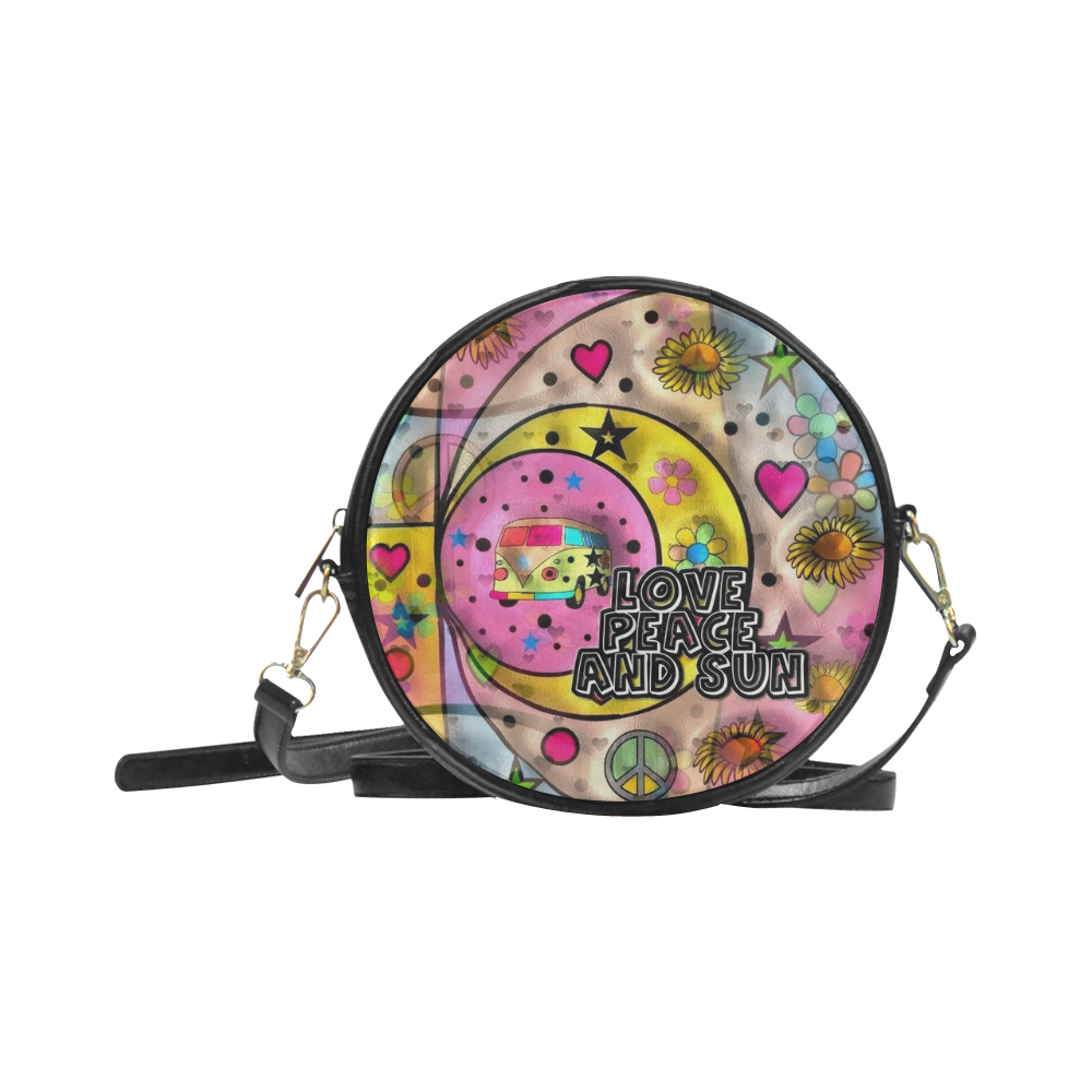 Love Peace and by Nico Bielow Round Sling Bag (Model 1647)