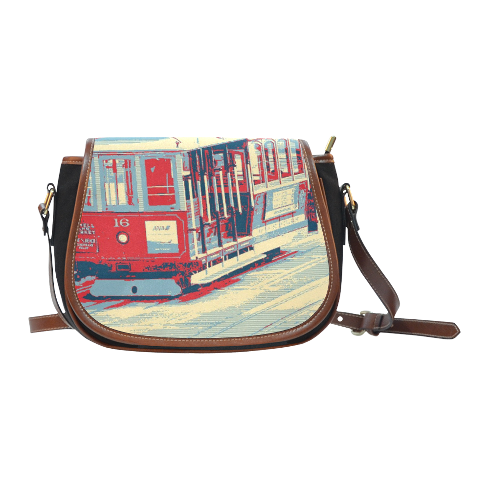 San Francisco blue red Saddle Bag/Small (Model 1649)(Flap Customization)