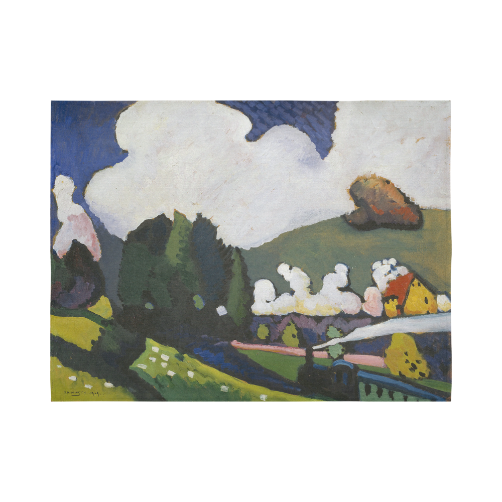 Kandinsky Landscape Murnau with Locomotive Cotton Linen Wall Tapestry 80"x 60"