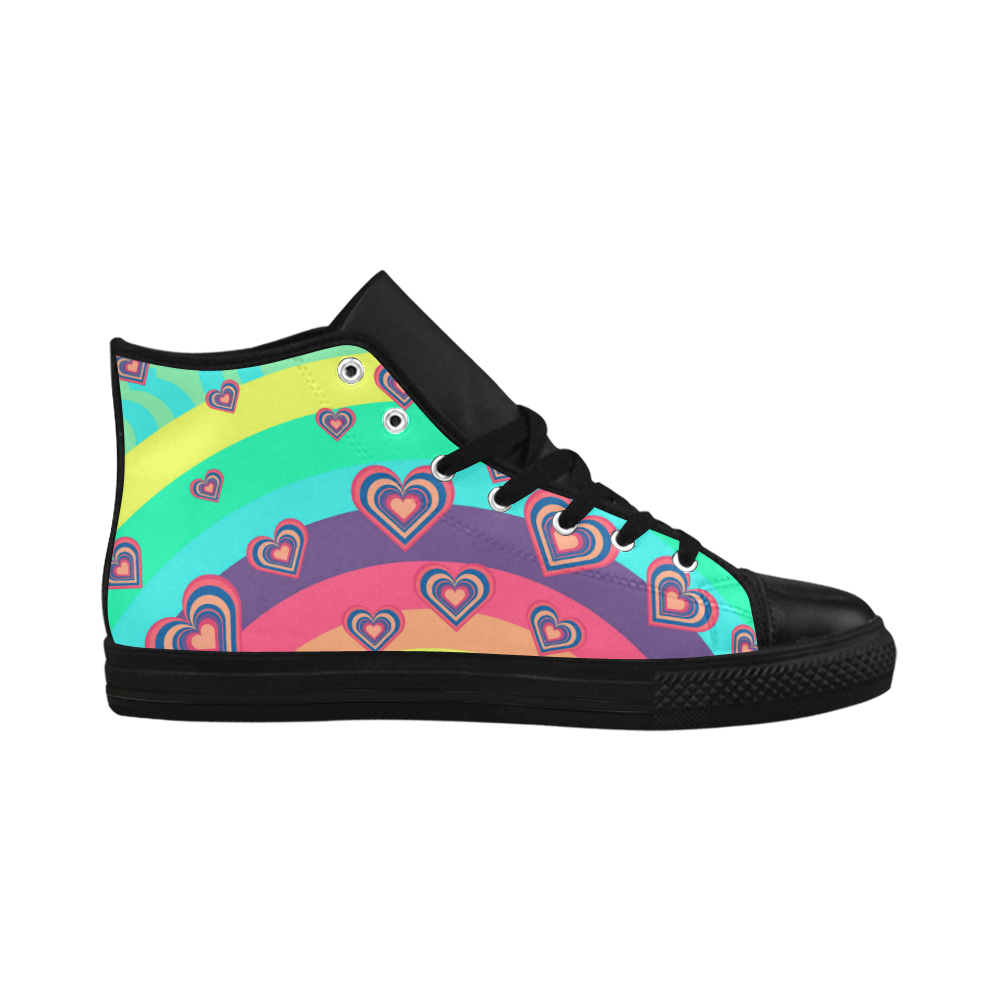Loving the Rainbow Aquila High Top Microfiber Leather Women's Shoes/Large Size (Model 032)