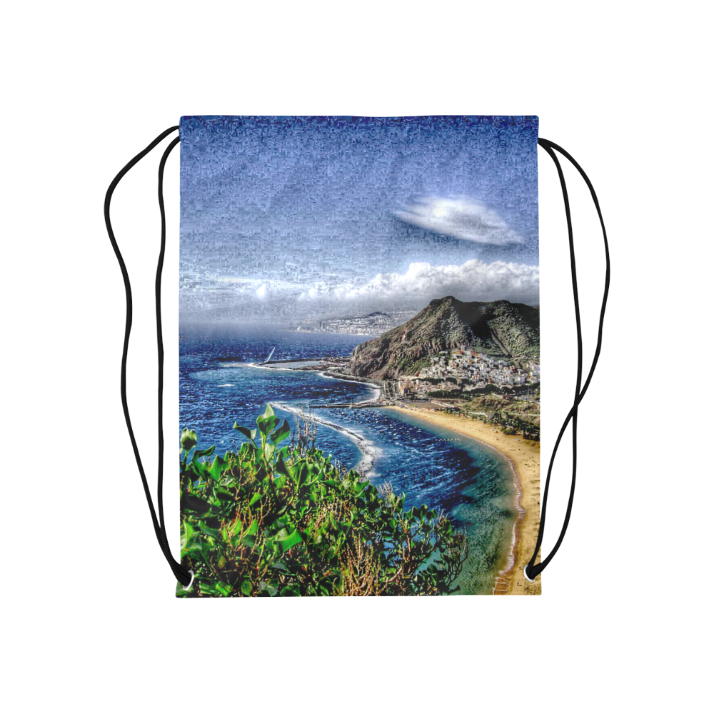 Travel-painted Tenerife Medium Drawstring Bag Model 1604 (Twin Sides) 13.8"(W) * 18.1"(H)