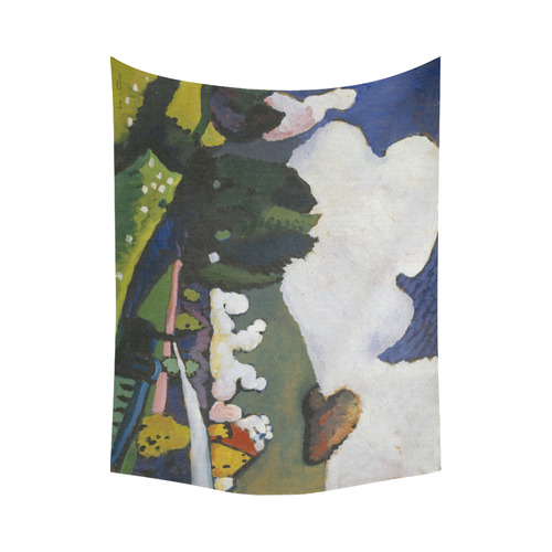 Kandinsky Landscape Murnau with Locomotive Cotton Linen Wall Tapestry 80"x 60"