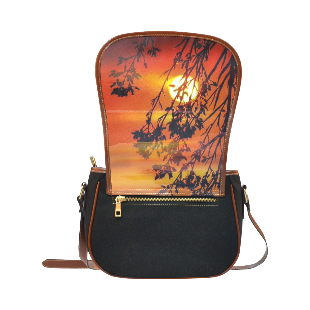 red sunset Saddle Bag/Small (Model 1649)(Flap Customization)