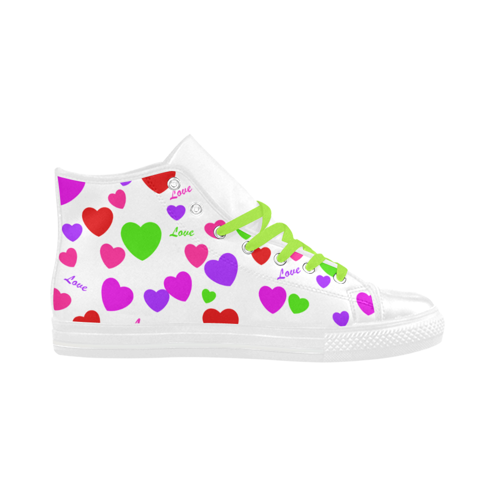 Love And Hearts Aquila High Top Microfiber Leather Women's Shoes (Model 032)