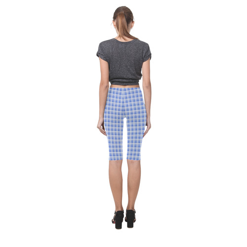 checkered Fabric blue white by FeelGood Hestia Cropped Leggings (Model L03)