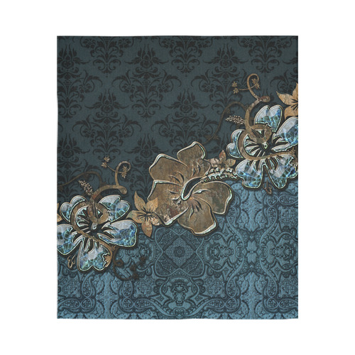 Beautidul vintage design in blue colors Cotton Linen Wall Tapestry 51"x 60"