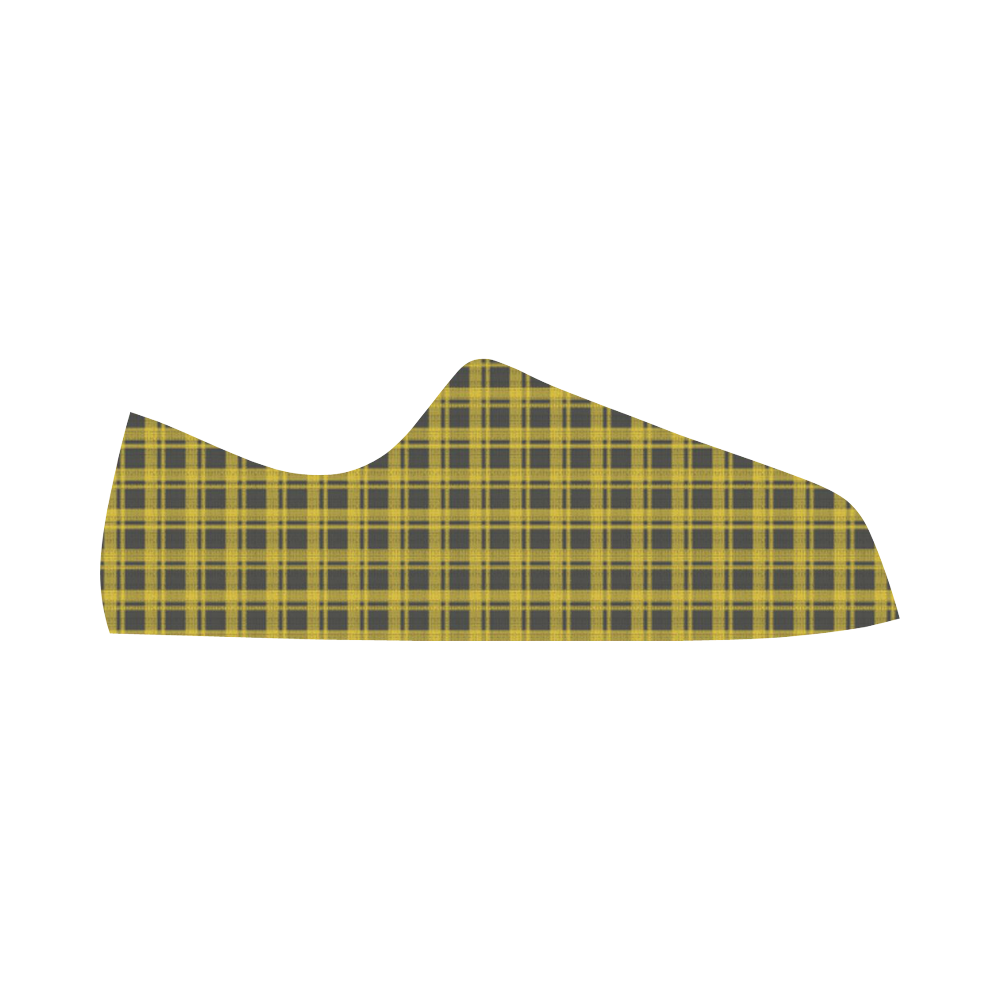 checkered Fabric yellow  black by FeelGood Microfiber Leather Men's Shoes/Large Size (Model 031)