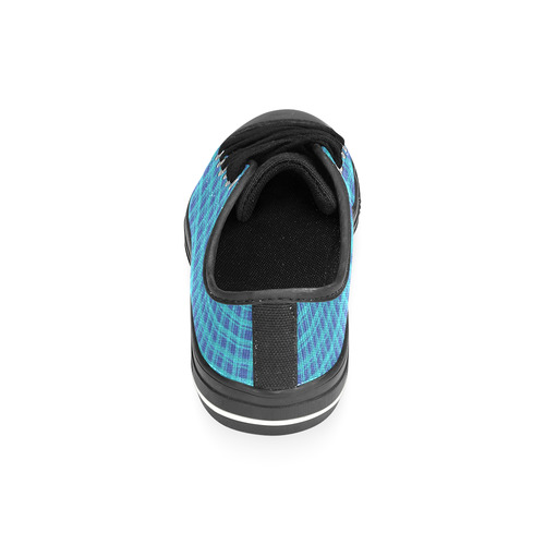 checkered Fabric blue by FeelGood Canvas Women's Shoes/Large Size (Model 018)