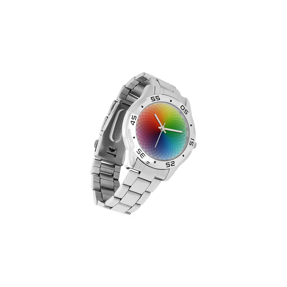color wheel for artists , art teacher Men's Stainless Steel Analog Watch(Model 108)