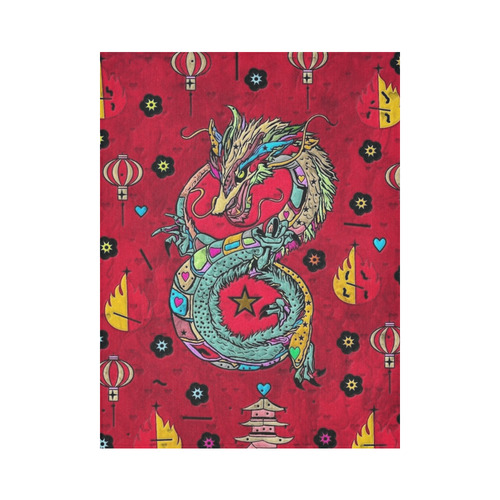 Dragon Popart By Nico Bielow Cotton Linen Wall Tapestry 60"x 80"