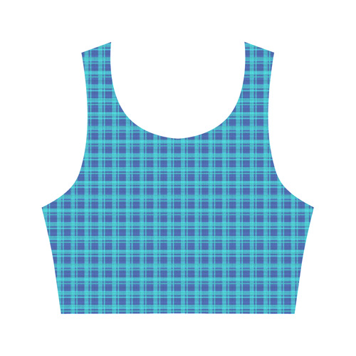 checkered Fabric blue by FeelGood Women's Crop Top (Model T42)