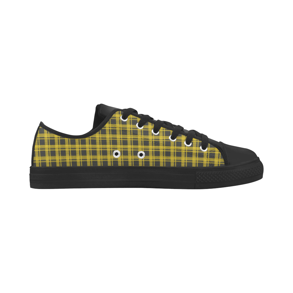 checkered Fabric yellow  black by FeelGood Aquila Microfiber Leather Women's Shoes (Model 031)
