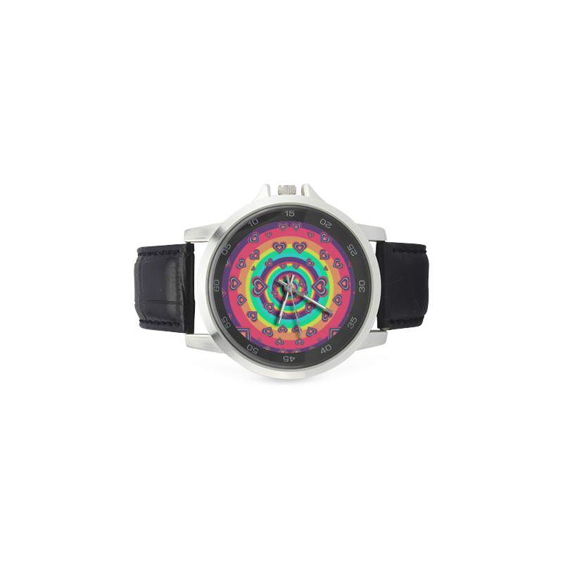 Loving the Rainbow Unisex Stainless Steel Leather Strap Watch(Model 202)