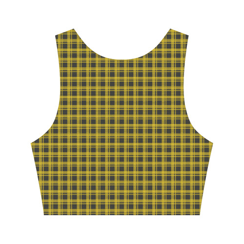 checkered Fabric yellow  black by FeelGood Women's Crop Top (Model T42)