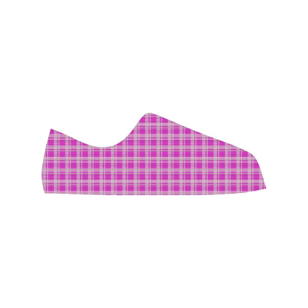 checkered Fabric pink by FeelGood Low Top Canvas Shoes for Kid (Model 018)