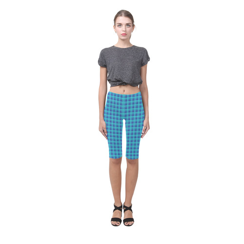 checkered Fabric blue by FeelGood Hestia Cropped Leggings (Model L03)