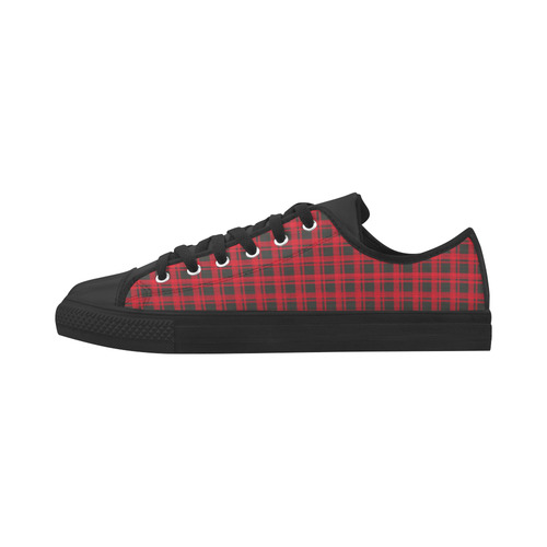 checkered Fabric red black by FeelGood Microfiber Leather Men's Shoes/Large Size (Model 031)