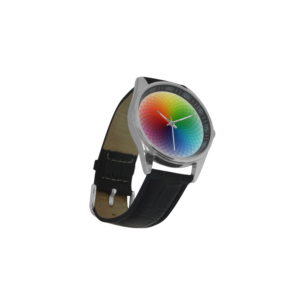 color wheel for artists , art teacher Men's Casual Leather Strap Watch(Model 211)