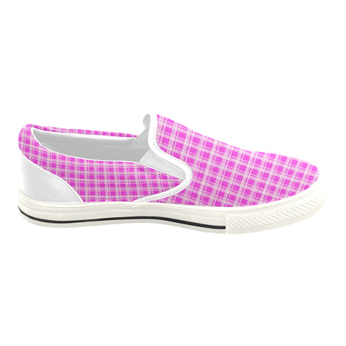 checkered Fabric pink by FeelGood Slip-on Canvas Shoes for Kid (Model 019)