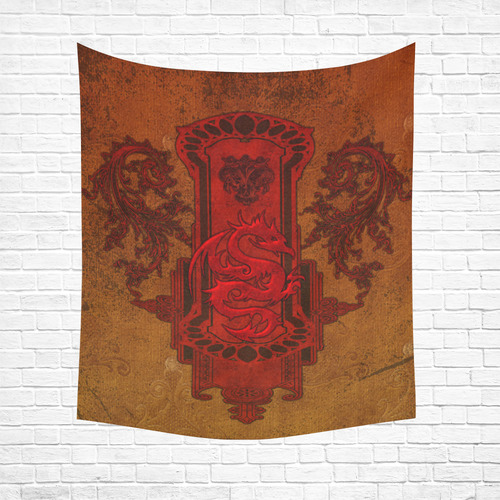 The red chinese dragon Cotton Linen Wall Tapestry 51"x 60"