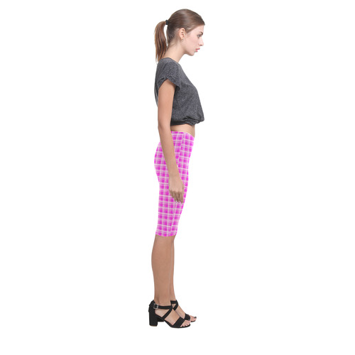 checkered Fabric pink by FeelGood Hestia Cropped Leggings (Model L03)