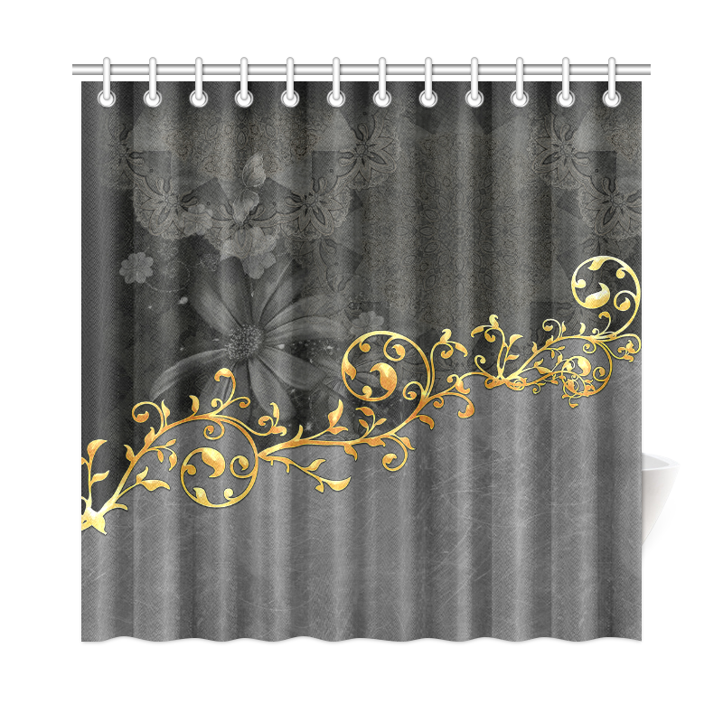 Vintage design in grey and gold Shower Curtain 72"x72"